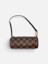 Bolso de hombro Hibiscx's Archive Louis Vuitton Papillon en lona Damier Ebene con correa de piel y herrajes dorados.