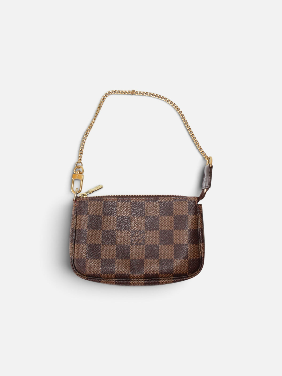 Bolso de mano Hibiscx's Archive Louis Vuitton Damier Ebene en tonos café con cadena dorada y cierre superior