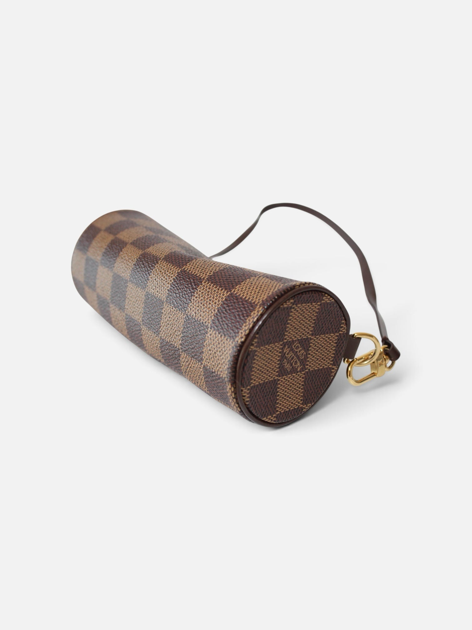 Bolso de hombro Hibiscx's Archive Louis Vuitton Papillon cilíndrico en lona Damier Ebene con herrajes dorados